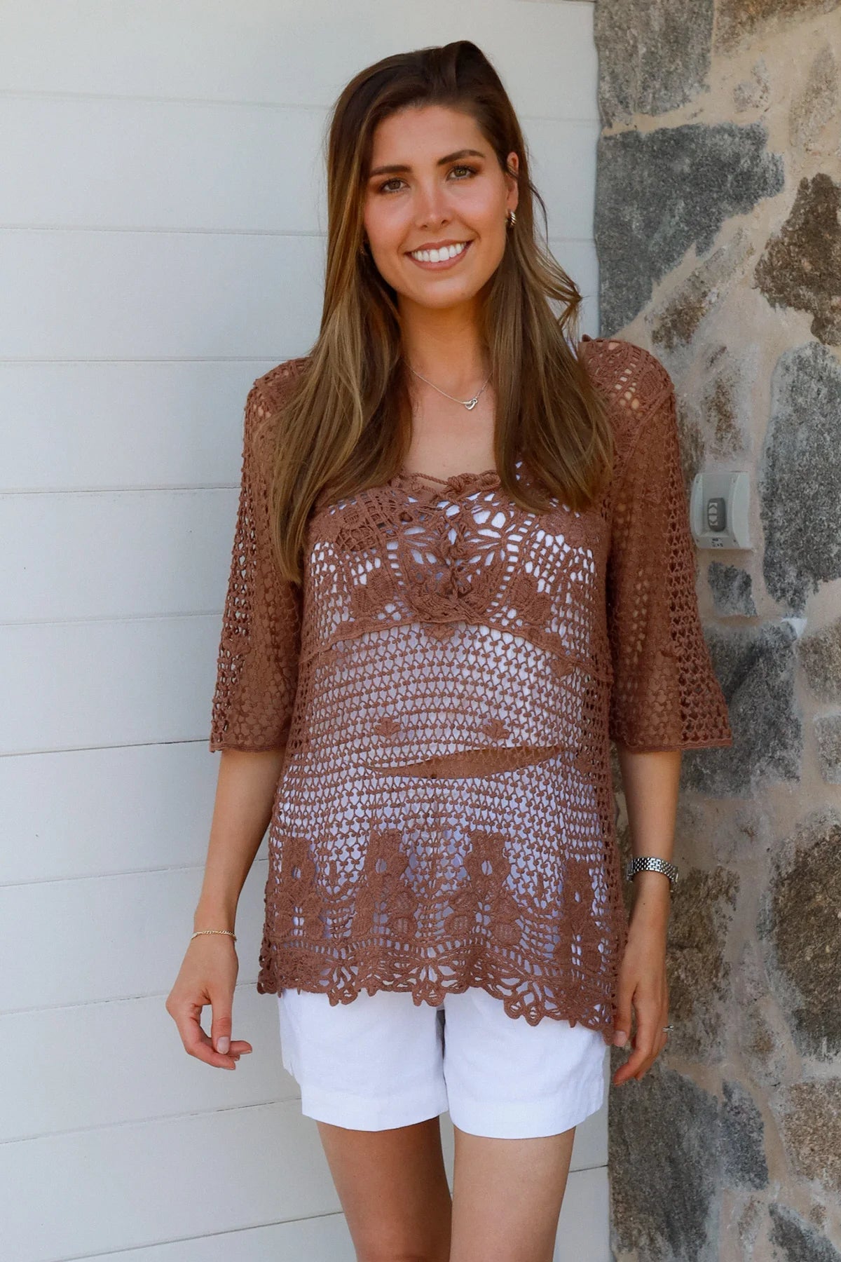 Crochet top - brown