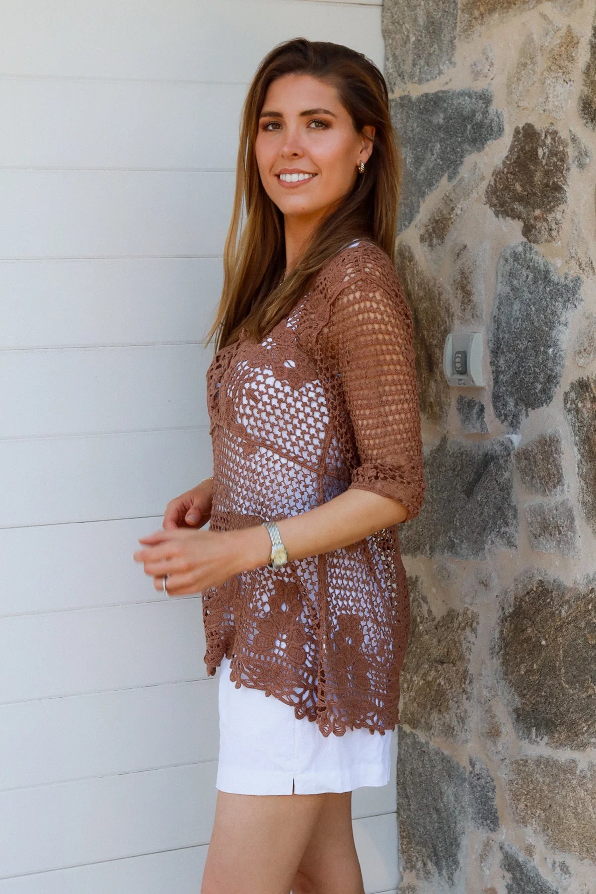 Crochet top - brown