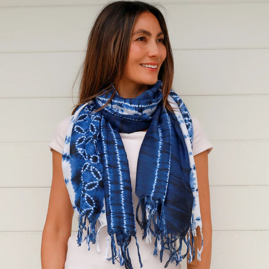 Tie Dye blue & white scarf