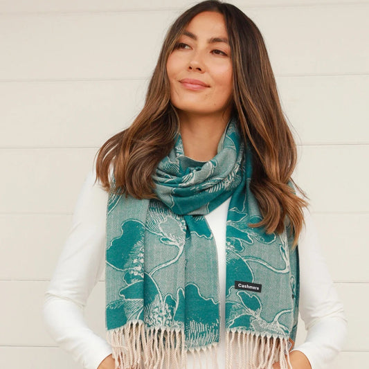 Blue and white cashmere scarf