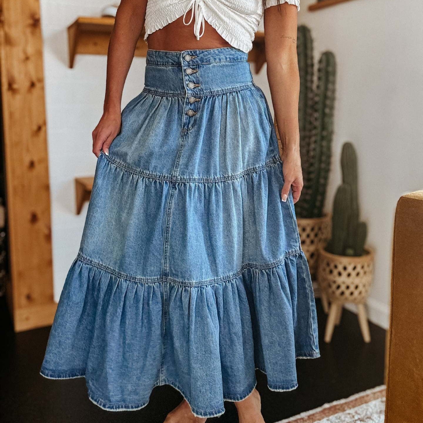 Lola Denim Maxi Skirt