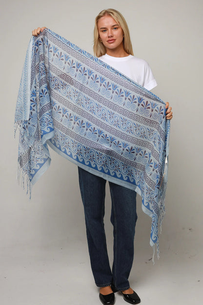 Geometric blue and black scarf