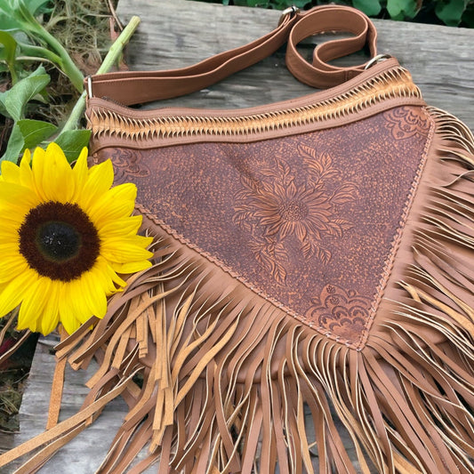 Sunflower Tassel Bag - Vintage Tan