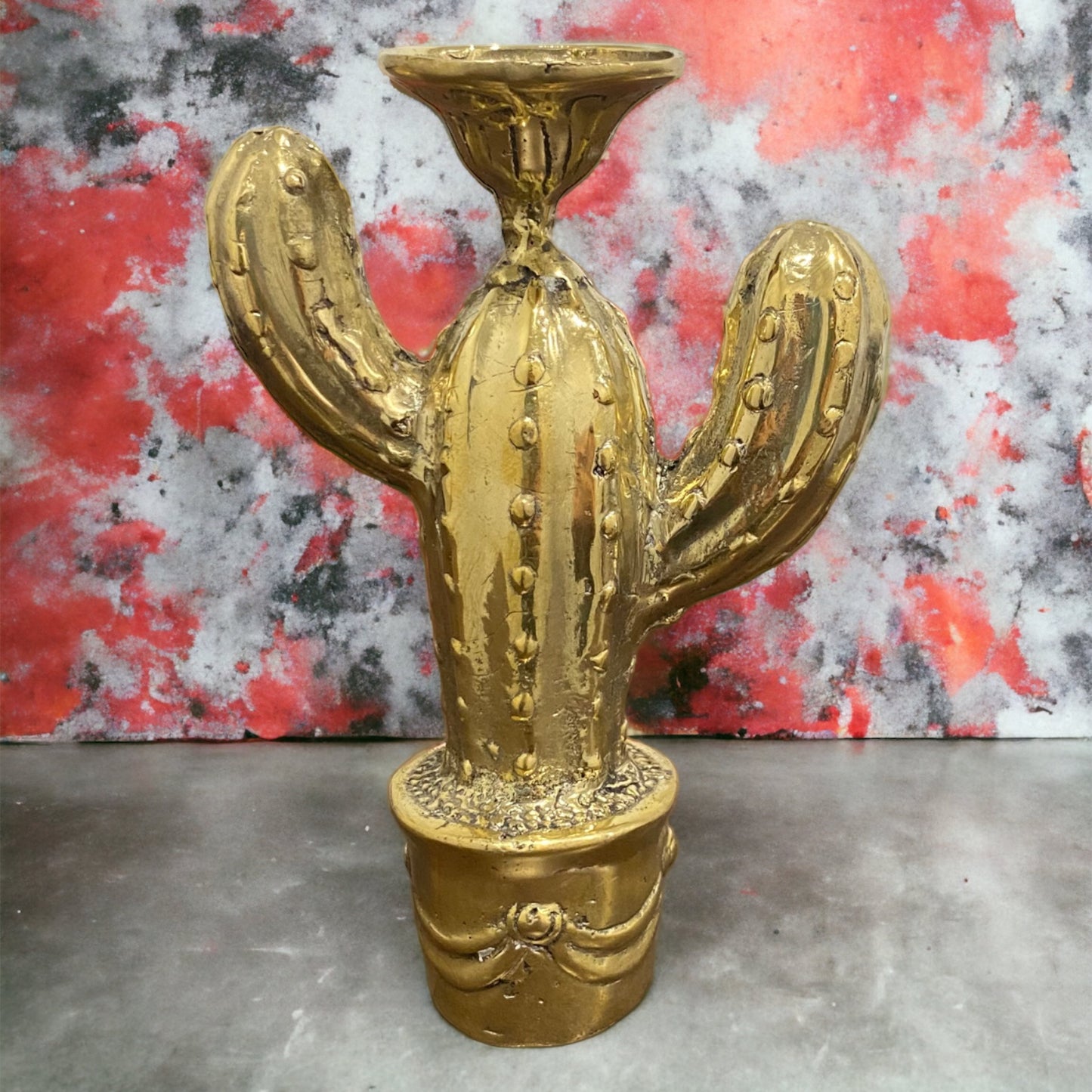 Cactus Brass Candle Holder