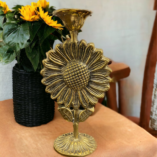 Sunflower Brass Candle Holder