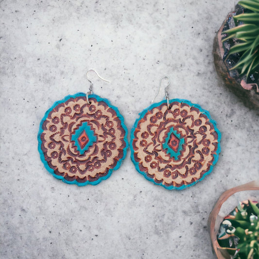 Mandala Leather Earrings