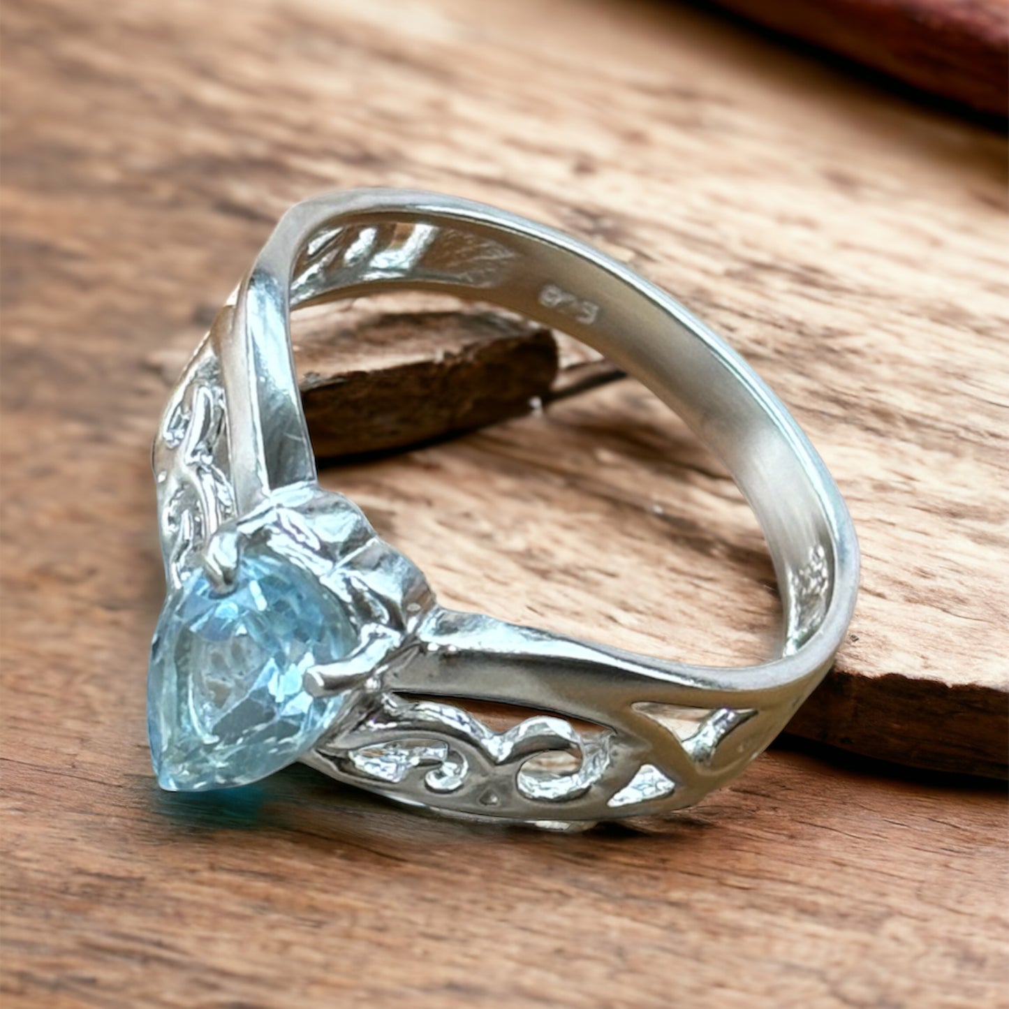 Blue Topaz Teardrop Sterling Silver Ring