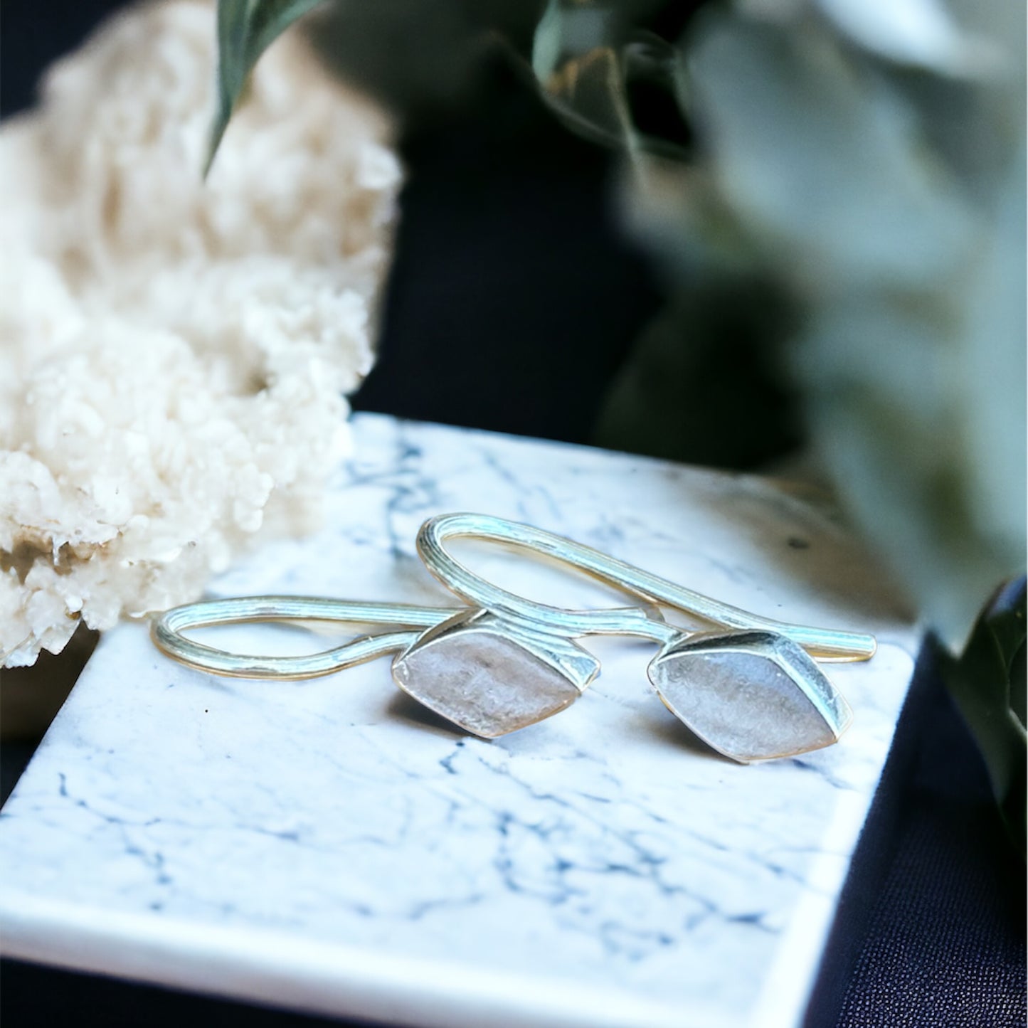 Diamond shaped sterling silver earrings