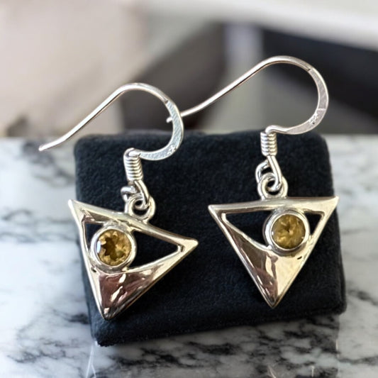 Citrine Triangle Earrings