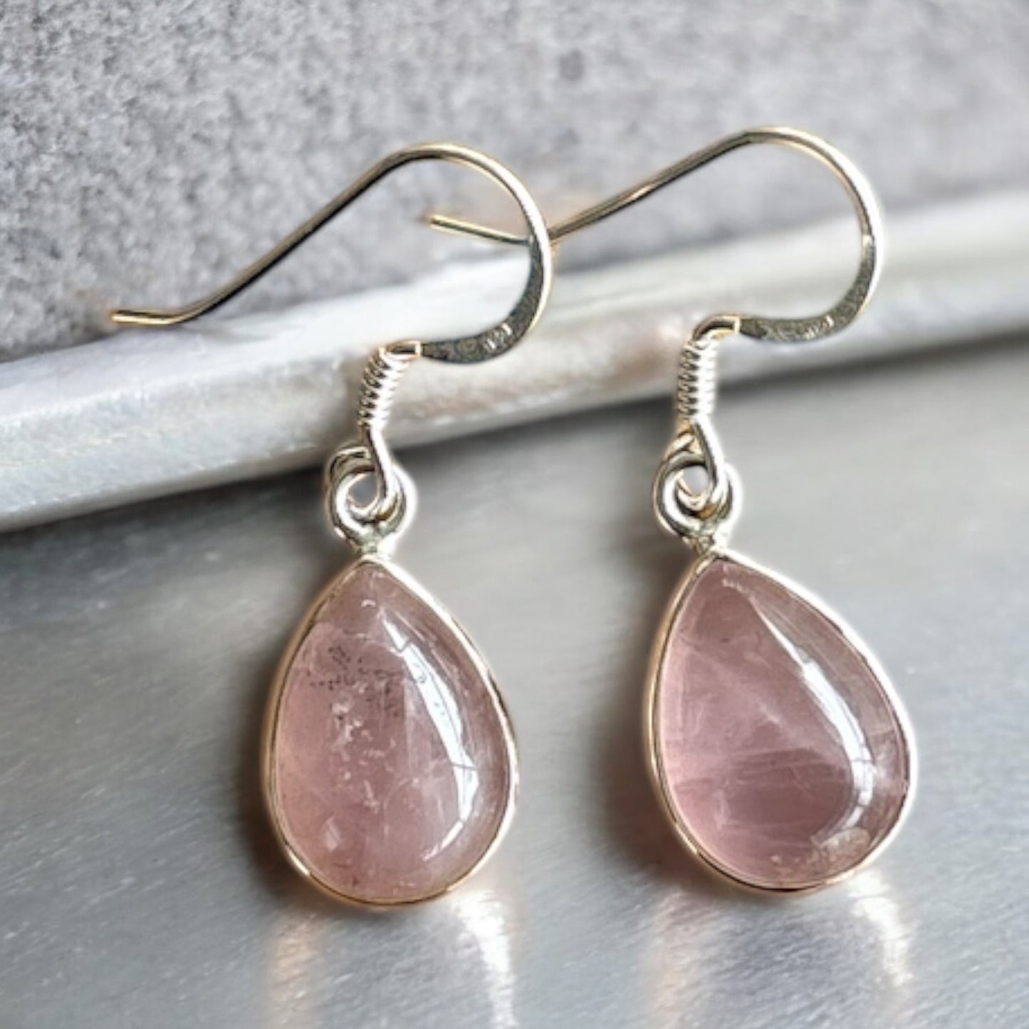 Rose Quartz Teardrop Earrings