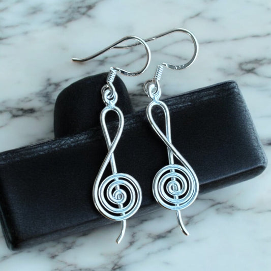 Treble Clef Sterling Silver Earrings