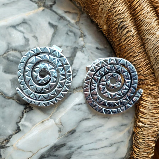 Spiral sterling silver studs