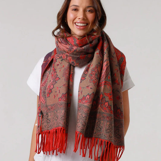 Winter scarf - reds and greens