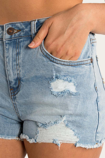 Jessie Ripped Denim short - Vintage Light Blue