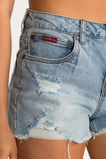 Jessie Ripped Denim short - Vintage Light Blue