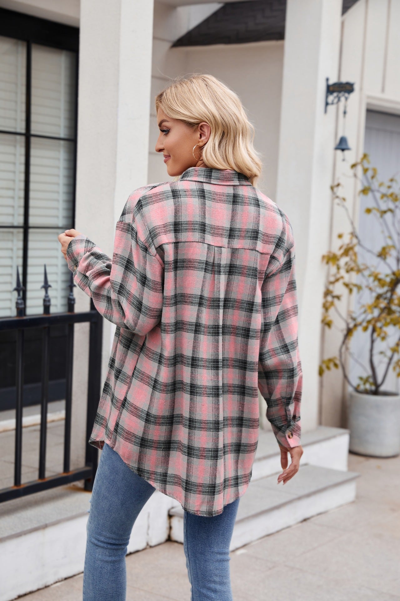 Relaxed Fit Flannel Shirt - Blush