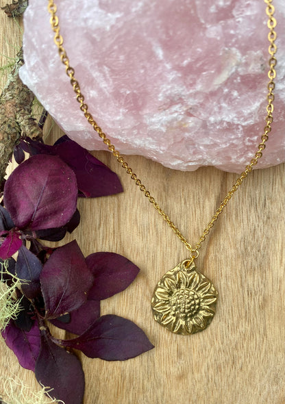 Gold Plated Sunflower Necklace