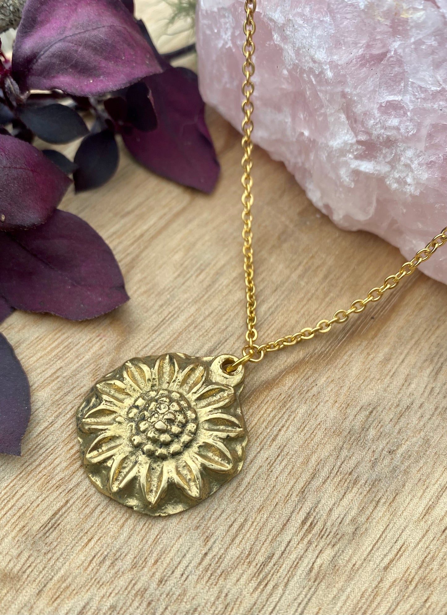 Gold Plated Sunflower Necklace