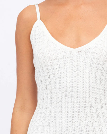 Waffle Knit Maxi Dress - White