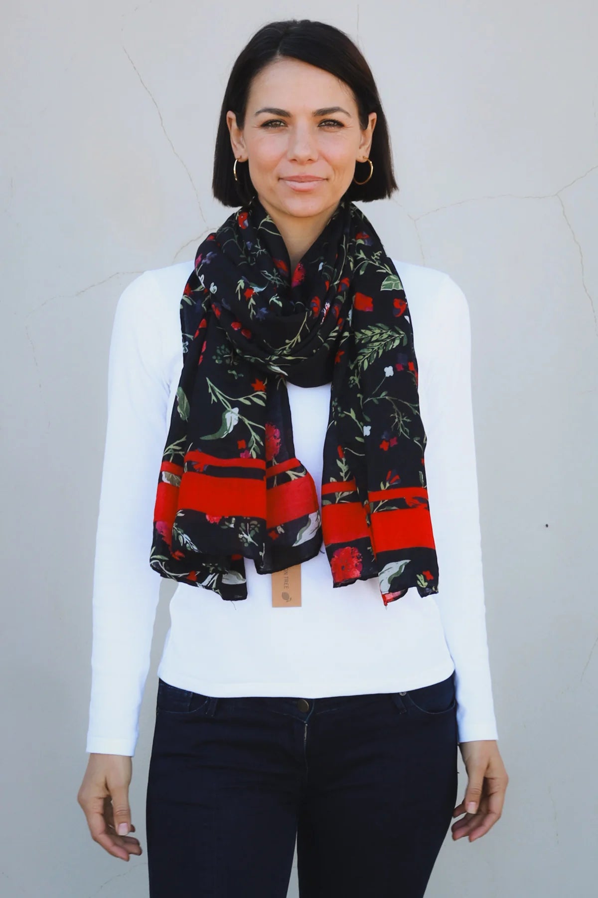 Floral black scarf