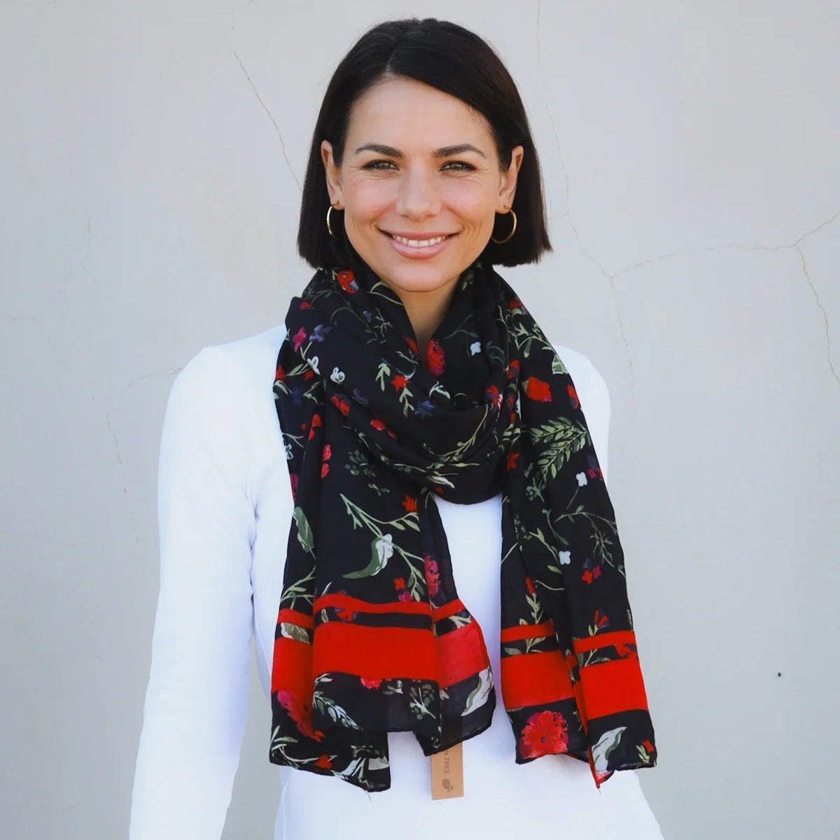 Floral black scarf