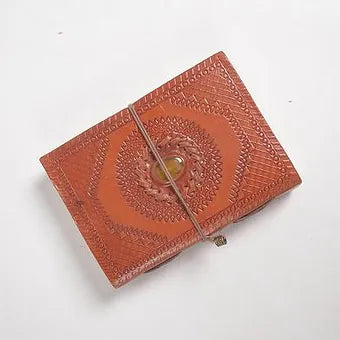 Embossed leather & Yellow Gemstone Journal