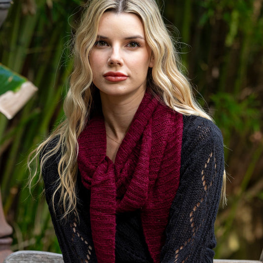 Mohair Triangle Neck Scarf - Wine