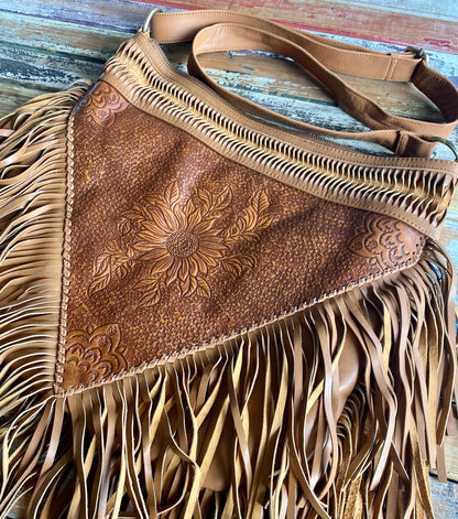 Sunflower Tassel Bag - Vintage Tan