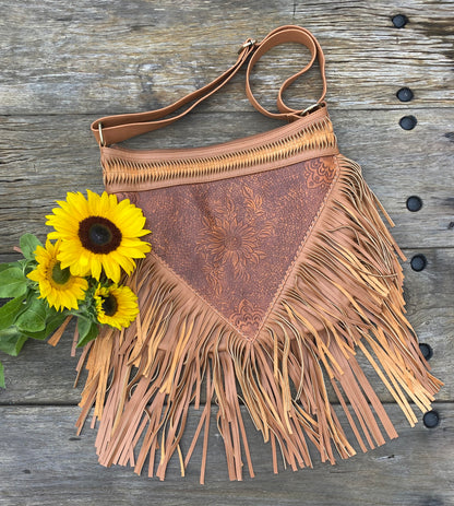 Sunflower Tassel Bag - Vintage Tan