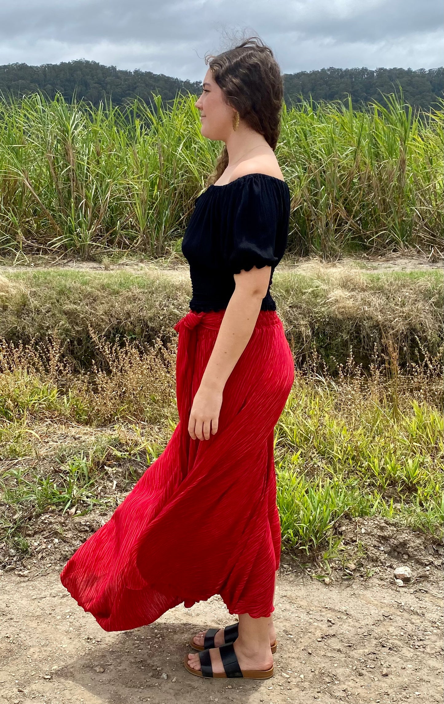 Eliana Maxi Skirt - Ruby Red