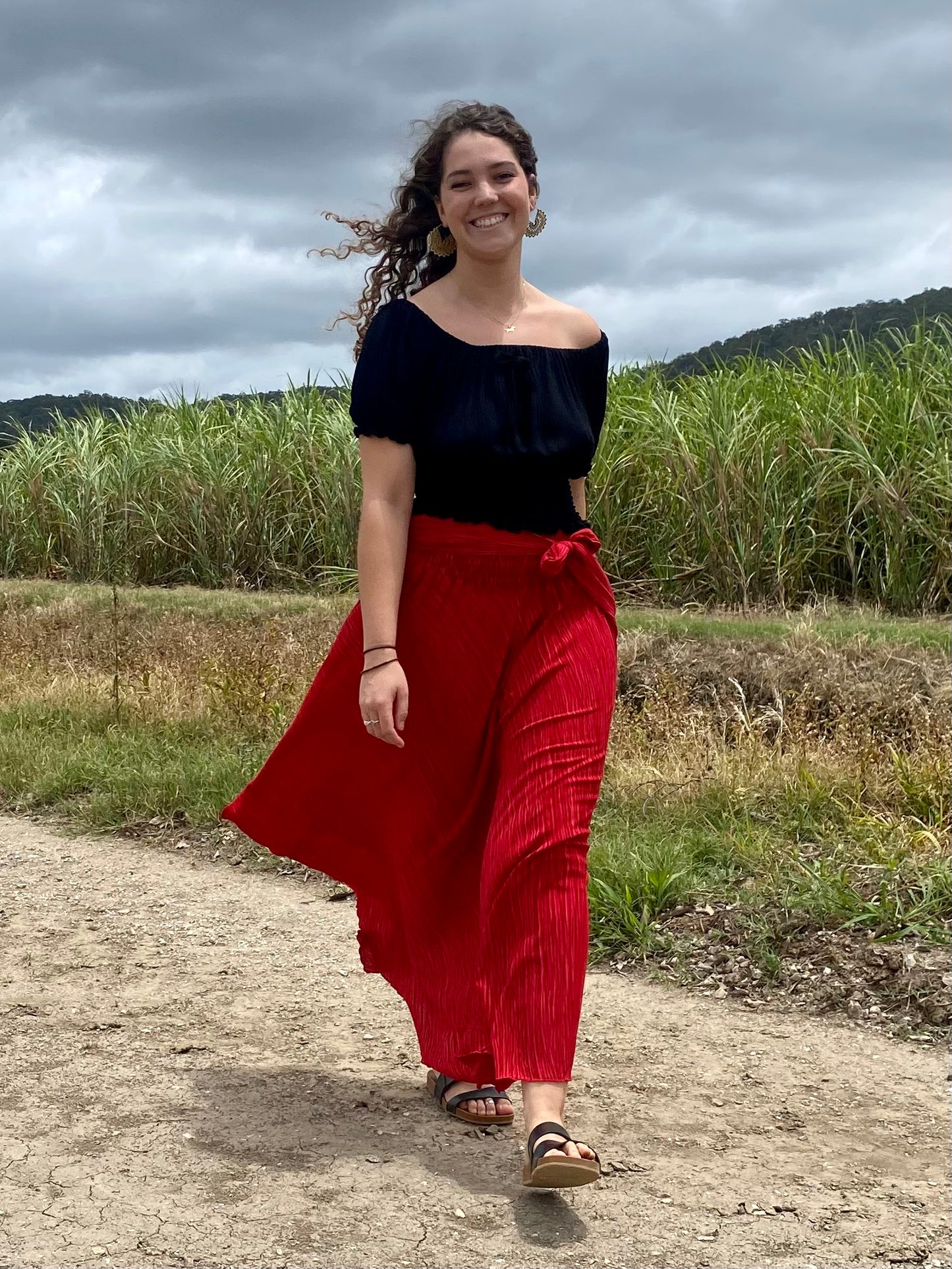 Eliana Maxi Skirt - Ruby Red