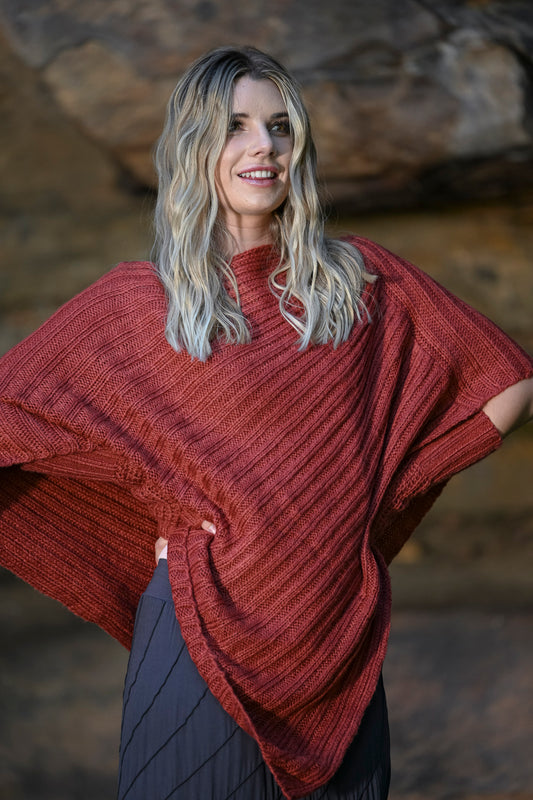 Rib Poncho - Rust