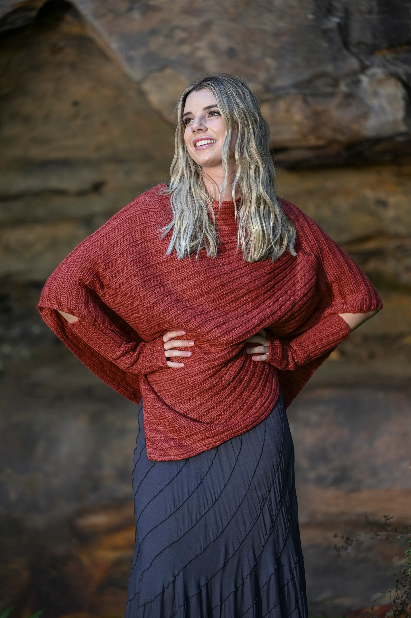 Rib Poncho - Rust